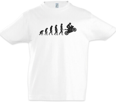 Motorcycle Evolution Jungen T-Shirt Human Fun Driver Motocross Biker Bike Club