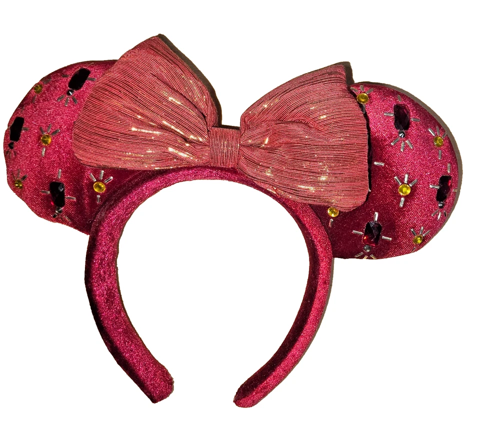 Diadema de terciopelo arándano con lazo rojo orejas de Minnie Mouse de Disney 2022 Foto 2 de 3