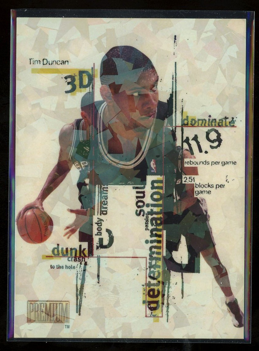 Tim Duncan 1998-99 Skybox Premium 3D's Insert 8 Rare SP SPURS HOF