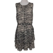 Express Tie Waist Dress Womens Size Large Black Tiered Ruffle Sleeveless NEW