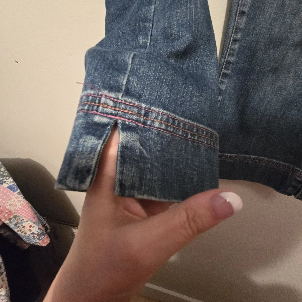 Vtg Y2K Sigrid Olsen Modernist 00 Wide-Leg Crop Jeans Womens Sz 8 Med Wash Boho - Imagem 2 de 4