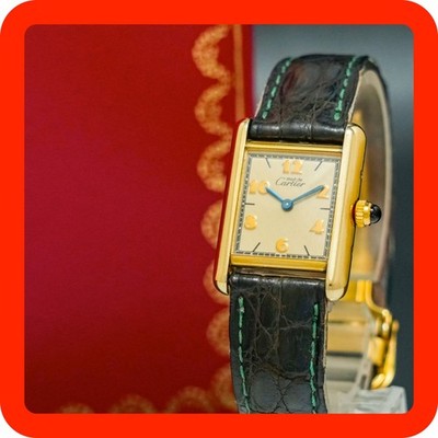 Cartier クォーツ 腕時計 ゴールド Vintage 1996 Cartier Must de Tank Vermeil Argent 21mm Gold Women
