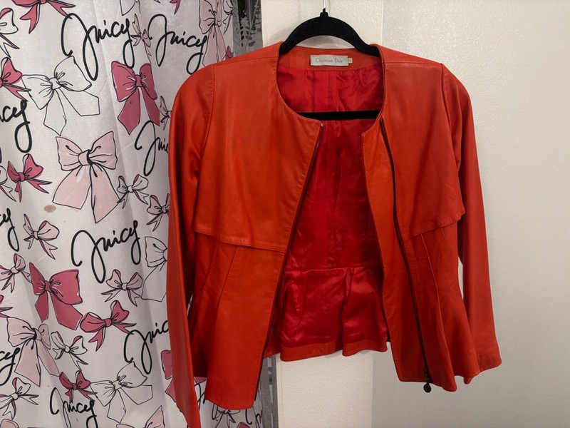 Red Leather Christian Dior Jacket