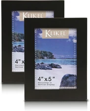 Black Picture Frame - Set of 2 4 X 5 Black Wooden Photo Frame - Made of Real Woo