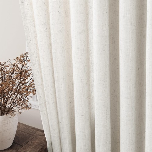 Cream Linen Back Tab Curtains 84 Inch Length for Living Room 2 Panel Set Neut... - Picture 2 of 7
