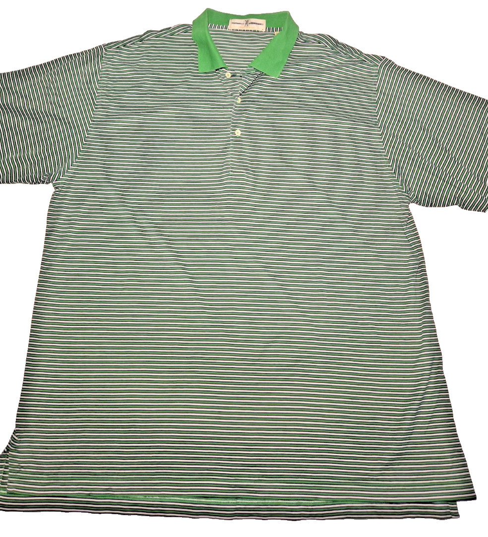 Vintage Fairway & Greene Polo Shirt XL Green Striped Mercerized Cotton Korea