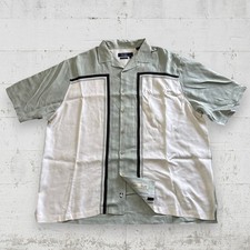 Nat Nast Camp Bowling Shirt 100 Silk Loop Collar American Fit Sz XXL Green