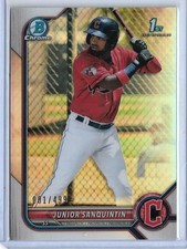 2022 BOWMAN CHROME JR. SANQUINTIN REFRACTOR ROOKIE CARD #BCP-80 ~ 001/499 UNIQUE