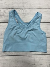 All In Motion Sports Bra Womens Medium Blue Seamless Racerback Stretch Knit Top
