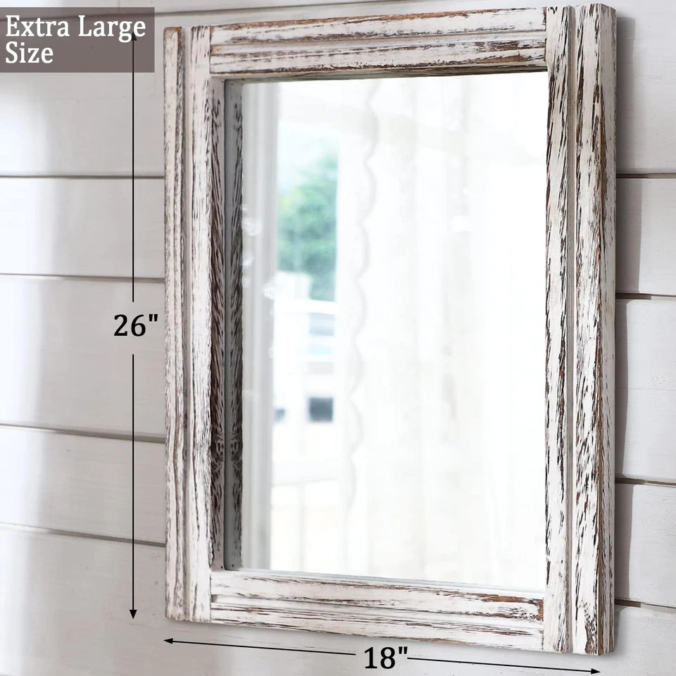 Vintage-Inspired 26"x18" Mirror with Unfinished Wood Frame - Home Essential - Image 4 of 4
