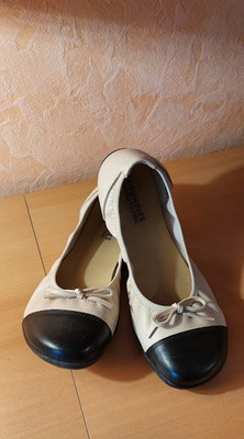 GROUNDIES * Sommerschuhe für Damen * Gr.41 *Beige/Schwarz * Leder * Barfußschuhe