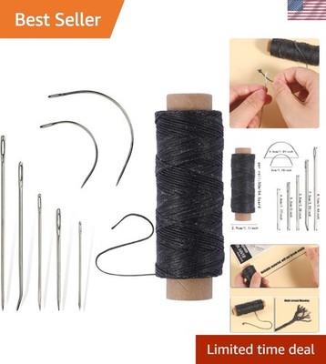 Durable 50m Waxed Thread & 7 Steel Leather Needles for Upholstery & DIY Projects