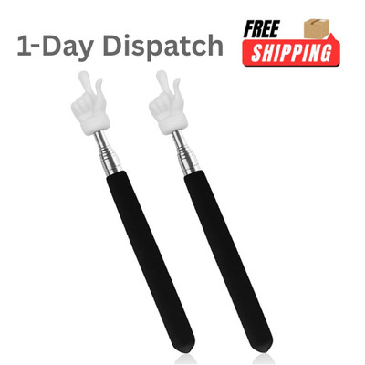 2Pcs Telescopic Teachers Pointer Extendable Hand Pointer for Classroom Black