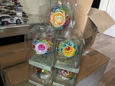 Krebs Glas Lauscha 10cm Kaleidoskop Christbaumkugel mit Strasstein