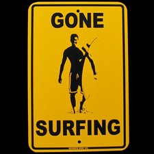 Metal GONE SURFING Tin Sign Beach Bar/Pub/Surf Shop/Surfer Home Wall/Door Decor