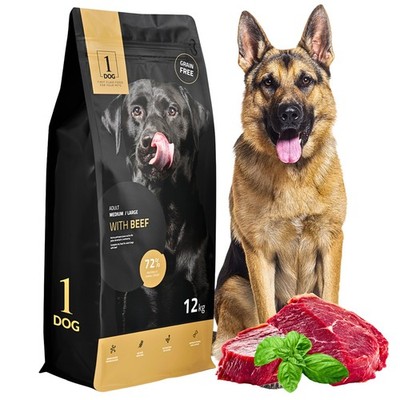 Hundefutter Trockenfutter Hund 12kg Getreidefrei Glutenfrei mit Rind 1DOG
