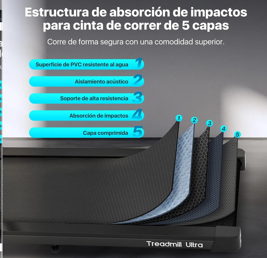 Cinta de correr portátil ,plegable,pantalla ajustable,bandeja y portavasos,etc - Imagen 4 de 4