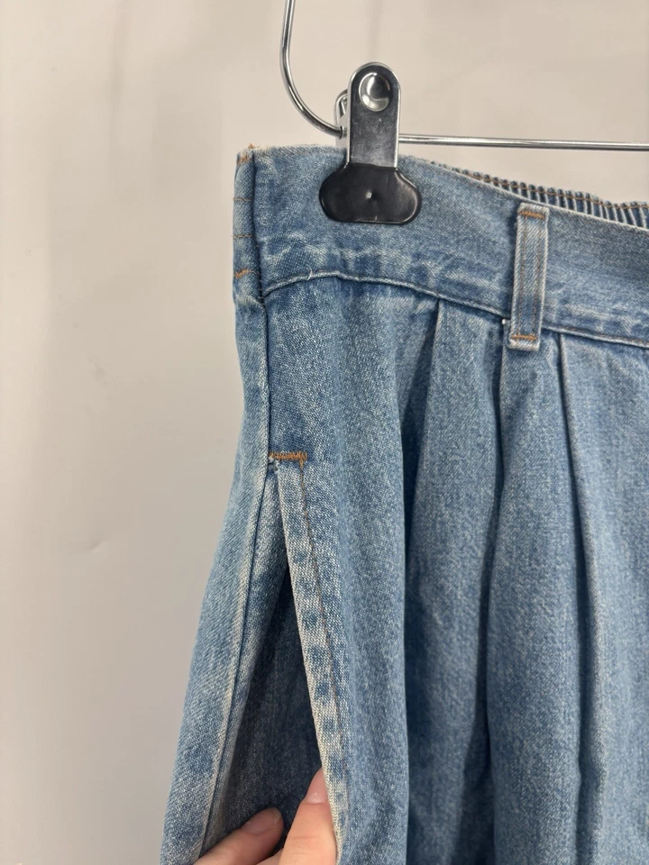 Cabin Creek винтажный джинсовой ткани юбка женщин 14 синий кнопка передний ремень петли эластичный - Изображение 3 из 4