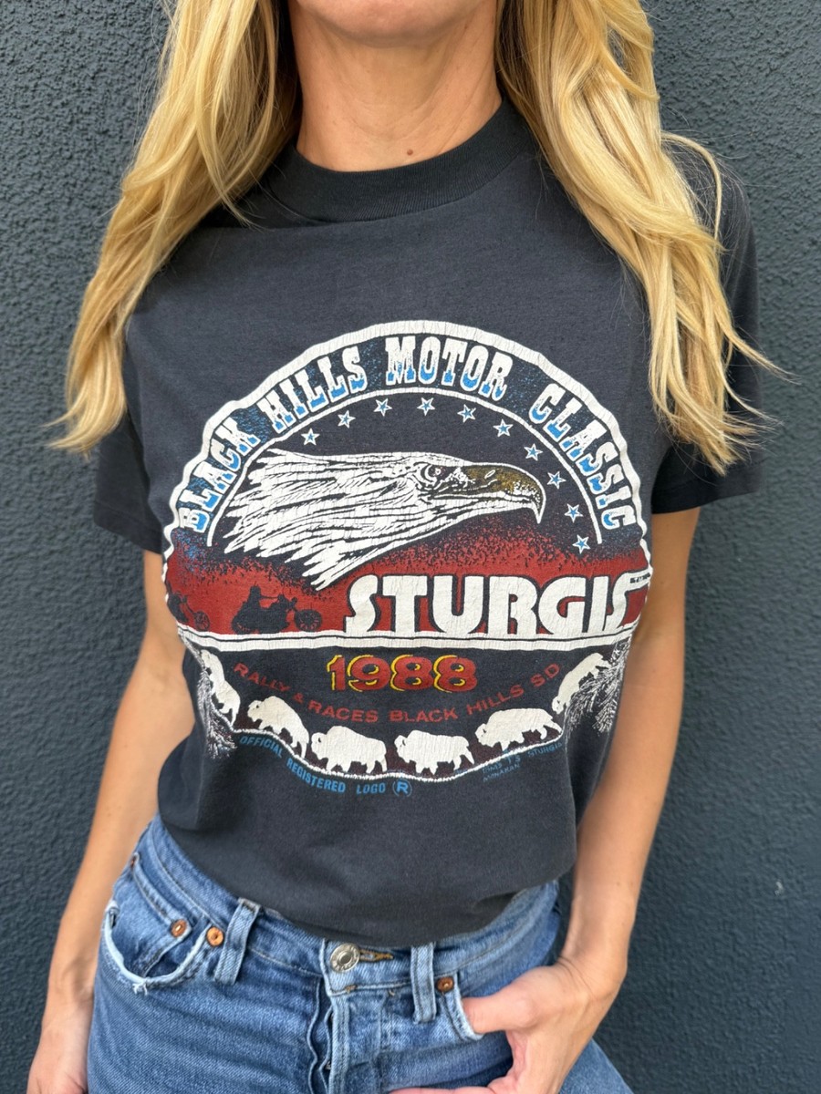 1988 VINTAGE 80s STURGIS MOTORCYCLE RALLY T-SHIRT SZ S HARLEY