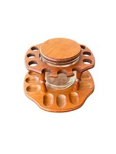Vintage AZTEC Pipe Tobacco Humidor Rack Carousel Holder Glass Jar Lazy Susan
