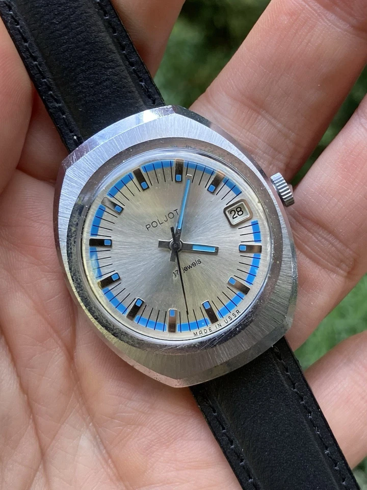 POLJOT Barrel Blue Ring 36,5mm | 2614.2H Serviced | Soviet Watch | Vintage 80's - Bild 3 von 4