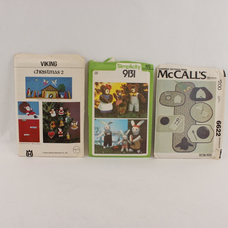 Lot of 3 Viking Christmas 2 Simplicity 9131 McCall's 6622 Sewing Patterns