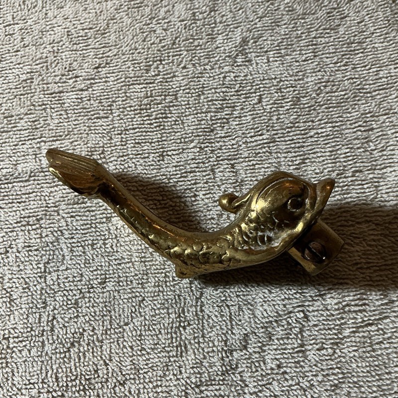 Brass Fish-Themed Door Knocker Decorative Door Hardware, Gold