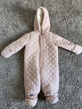 First Impressions Pink Hooded Lined Snowsuit Bunting, Zip, 12 Months