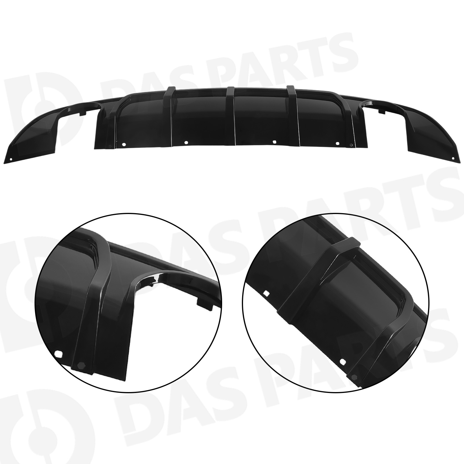 Rear Bumper Diffuser Valance Shark Fins Gloss Black Fits Chrysler 300C 2015-2023