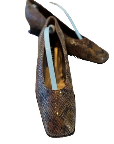 Stuart Weitzman Multicolor Snakeskin Square Toe Heels