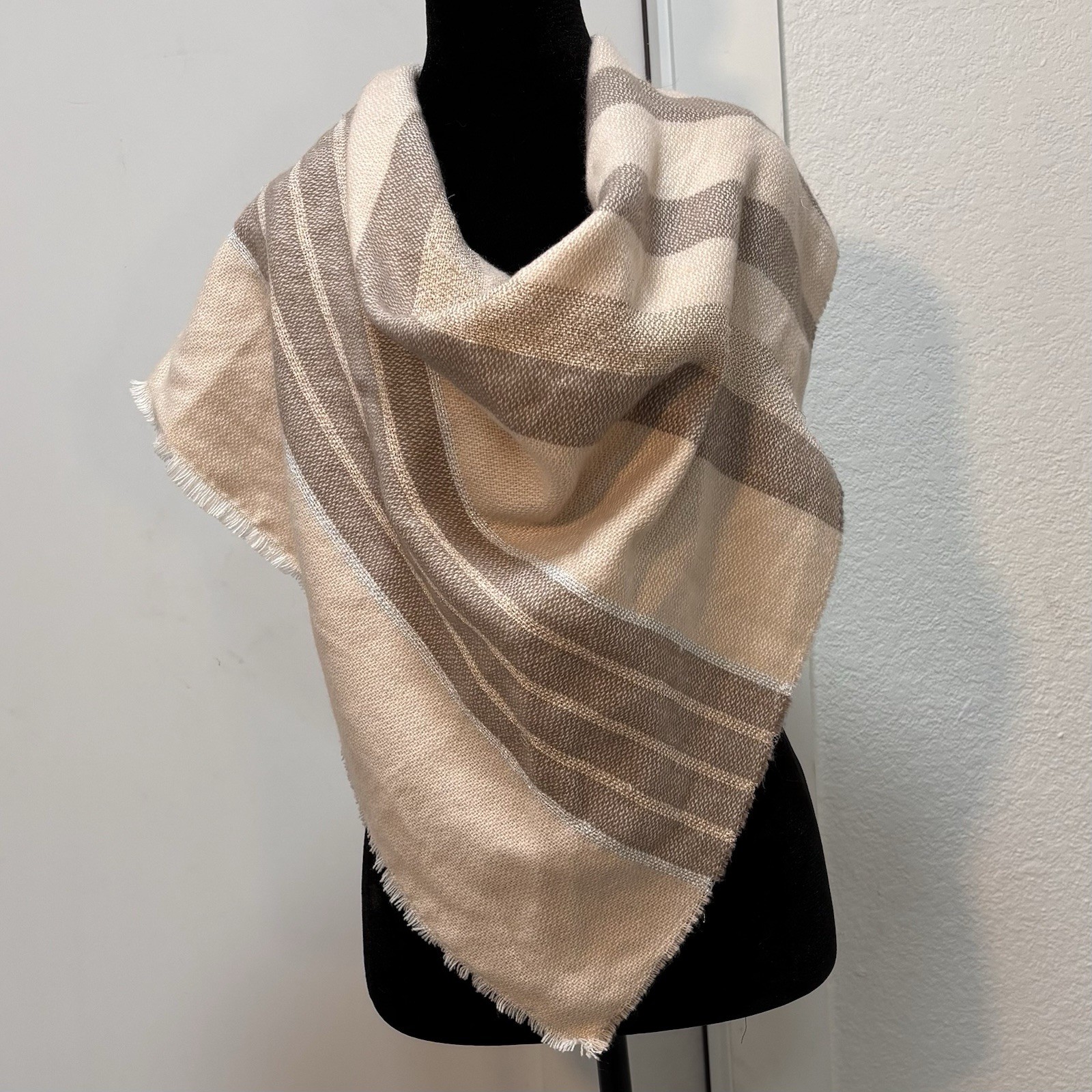 Candie’s Striped Oversized Triangular Blanket Sca… - image 3