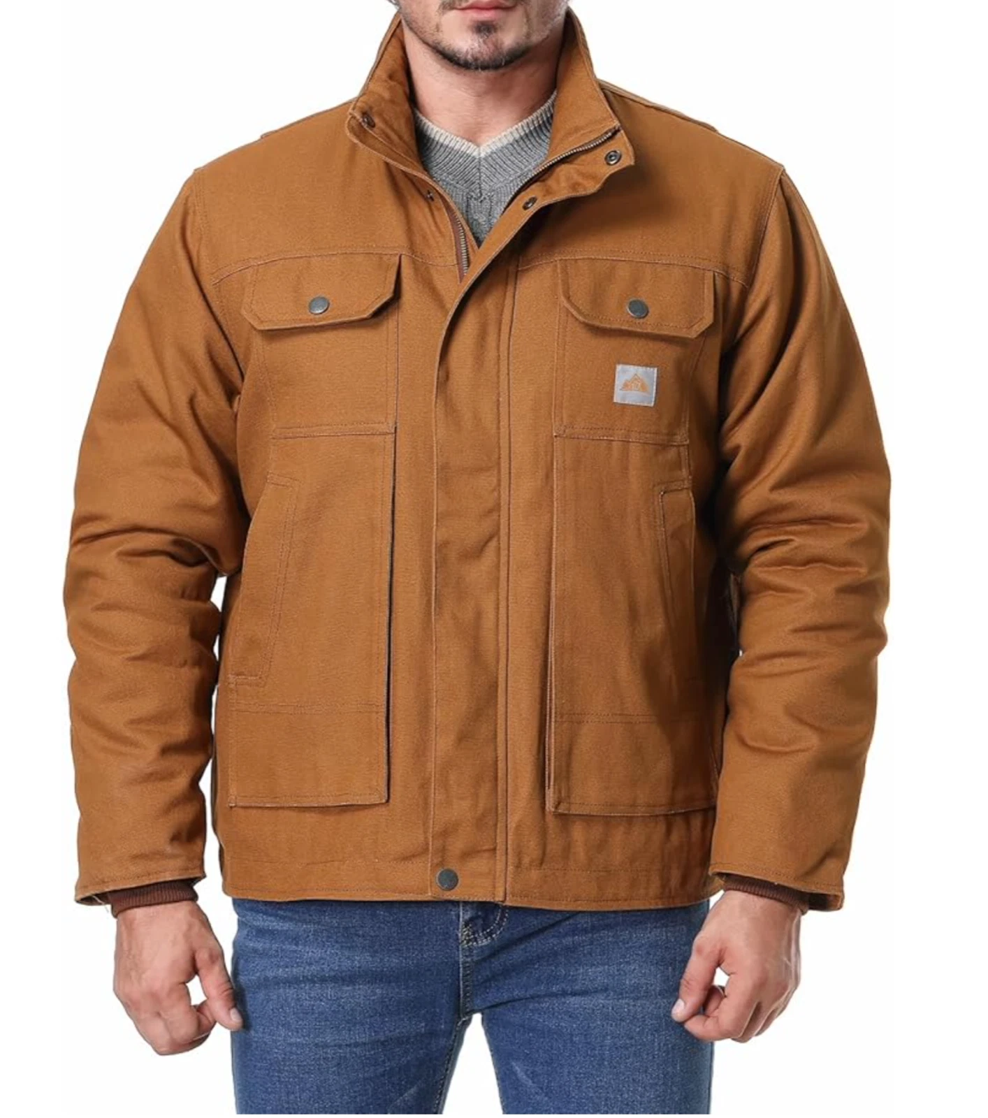 Durable Mens Construction Waterproof Workwear Coat - Khaki Color Size Medium