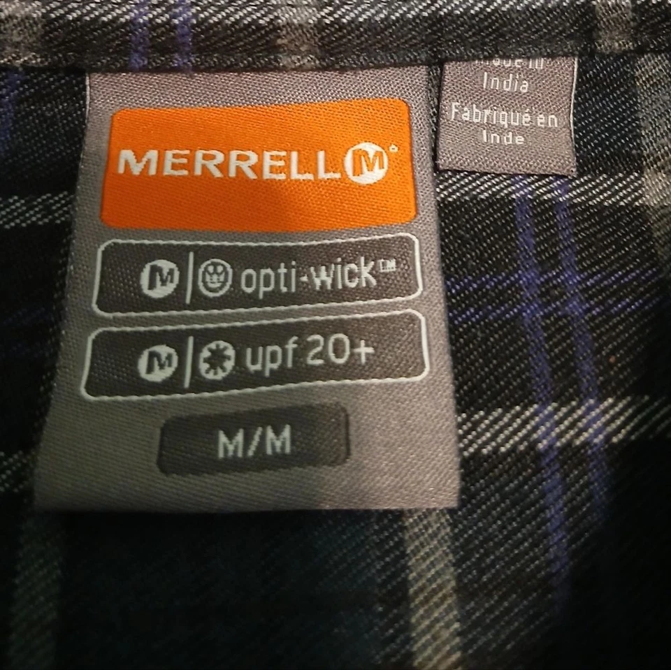 Camisa informal de franela con botones Merrell Opti-Wick UPF 20+ para hombre talla mediana Foto 3 de 4
