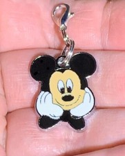 Silver Mickey Mouse Charm Zipper Pull  Keychain Add On Clip 