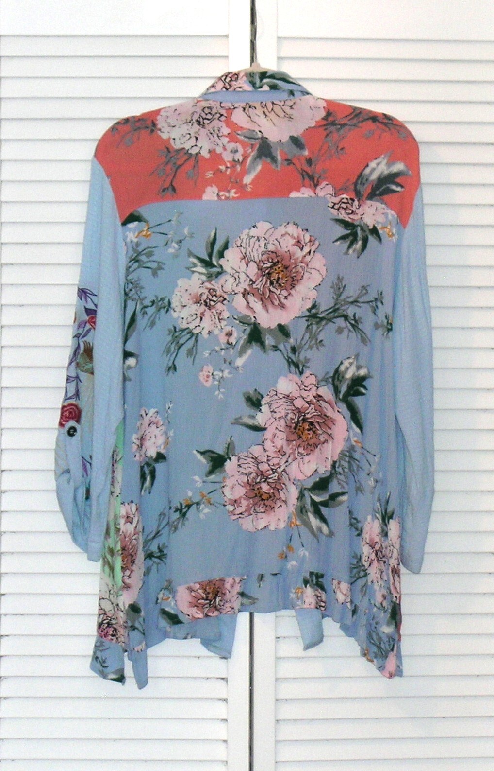 CALESSA Ruffle Button Down Embroidered Tunic Top … - image 2