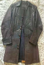 1960s EAST WEST MUSICAL INSTRUMENTS LONG LEATHER COAT - RARE ROCK ‘N’ ROLL FORM