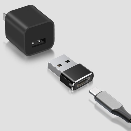 Adaptateur USB C Femelle vers USB A Mâle, Type C vers A Connecteur Chargeur USB - Noir - Photo 7 sur 11