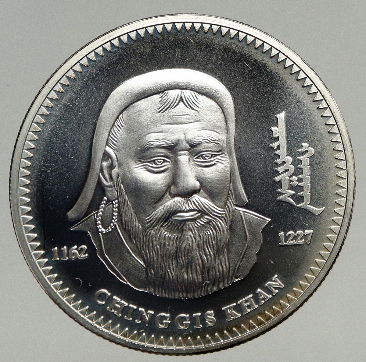 2002 MONGOLIA Conqueror Great Genghis Kahn Silver 1000 Tugrik