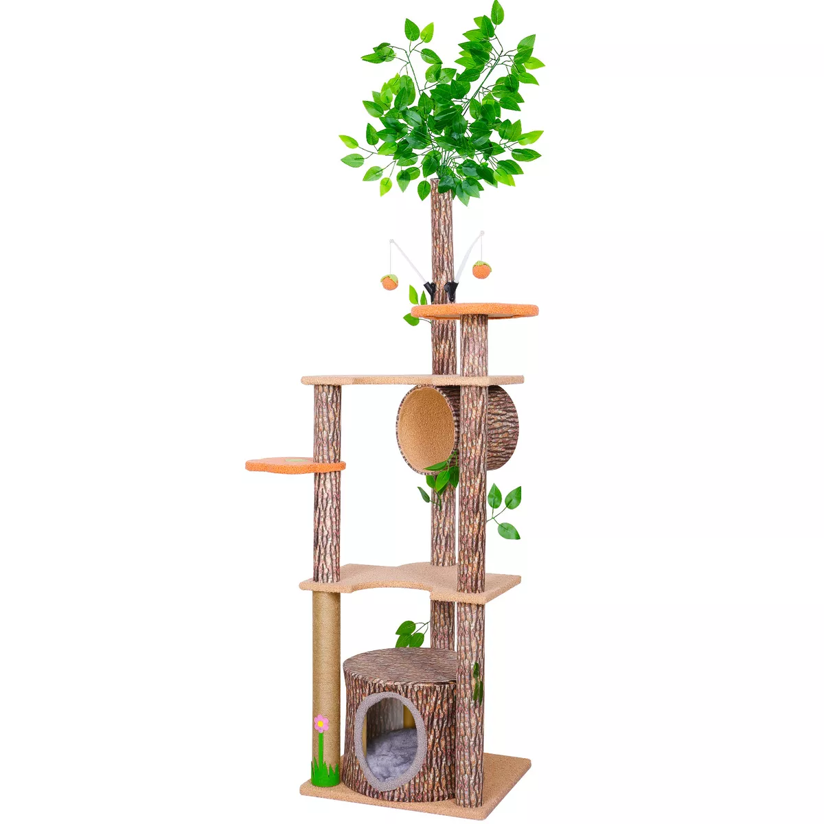 61 Cat Tree Cat Tower With Leaves Multi Level large Cats Condo For Indoor Cats