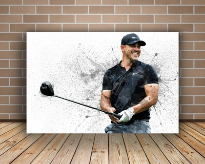 Paint Splash Sports Art Banner Kids Wall Decor Golf Fan Man Cave Gift for Him Her Canvas Brooks Koepka Poster