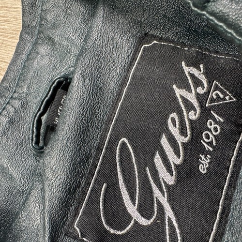 Guess Green Faux Leather Moto Jacket Women’s Belted Asymmetrical Zip XL HOT - Picture 7 of 11