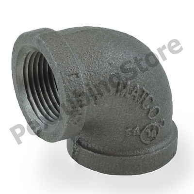 1/2'' Threaded Black Malleable Iron 90-Degree Elbow Fitting