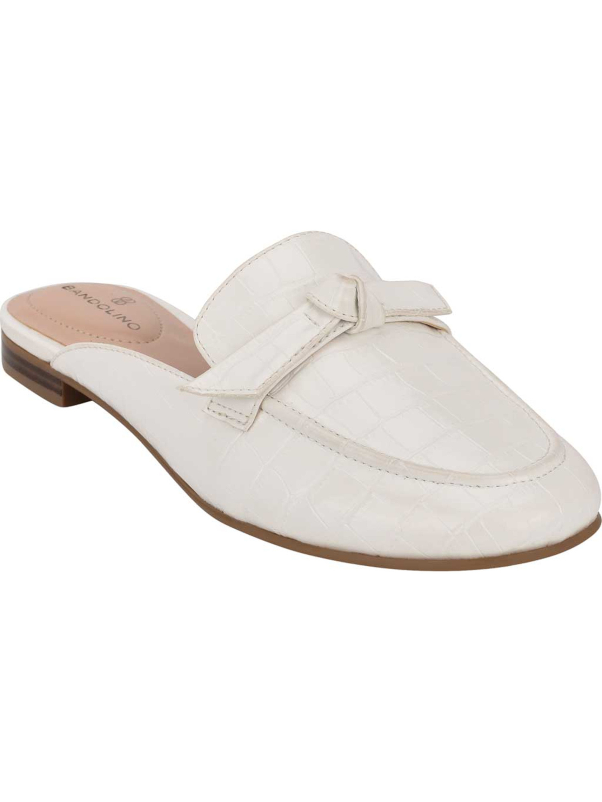 BANDOLINO Женские белые слипоны с принтом под крокодила Dumia, миндалевидный носок и блочный каблук, размер 9 м