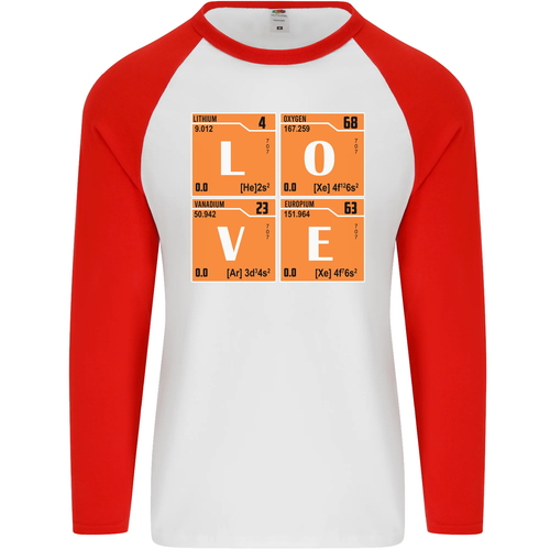 Love Tabla Periódica Química Geek Divertido Hombre L/S Béisbol Camiseta - Imagen 15 de 29