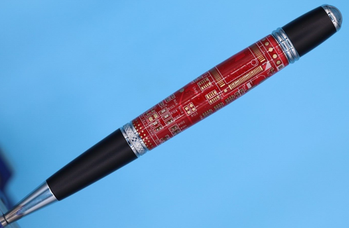Sierra Ballpoint Pen in Chrome Trim with Red Printed Circuit Board - 第 1/9 張圖片