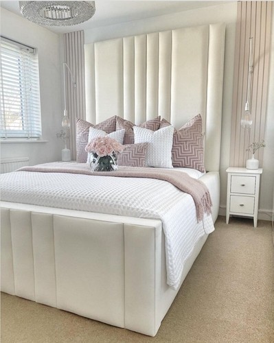 Luxury Sleigh Bed – Bed Frame 80” Liner Floor Standing Headboard | Ottoman Bed - Picture 6 of 7