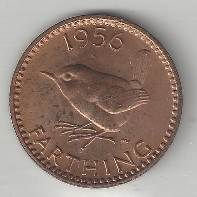 GREAT BRITAIN, 1956, 1 FARTHING, BRONZE, KM#895, CHOICE