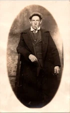 RPPC Young Man Cigarette Real Photo postcard A6