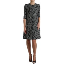 DOLCE & GABBANA Dress Black Chevron Polyester Shift Mini IT40/US6/S RRP 2480usd
