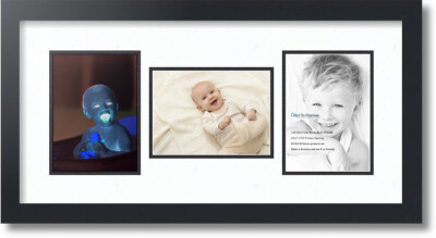 ArtToFrames Collage Mat Picture Photo Frame 3 5x7'' Openings in Satin Black 114